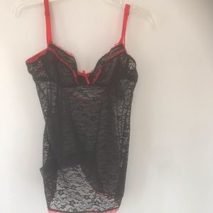 Avidlove black with red trim lace lingerie. Small
